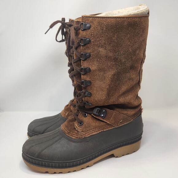 Sorel Cabelas Brown Suede Rubber Winter Snow Duck Boots Men Size 10 Insulated - Picture 5 of 11